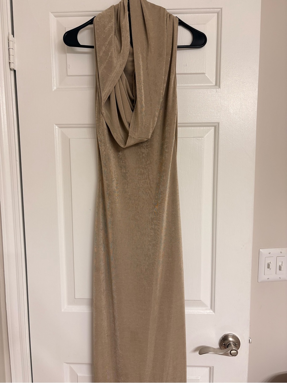 SHEIN Taupe Cowl Neck Maxi Dress